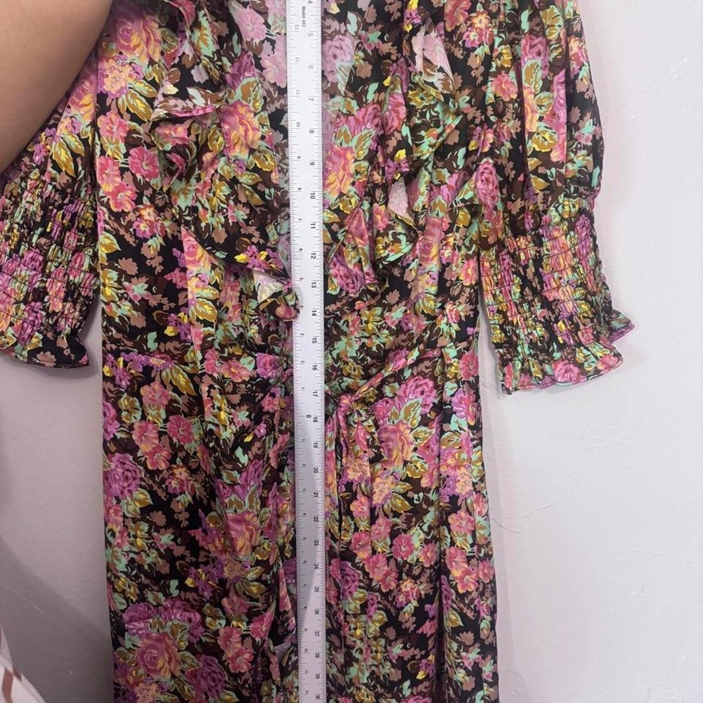 Topshop Floral Ruffle Mini Dress Womens Size 6 Autumn Wedding Guest Cocktail - Picture 5 of 7